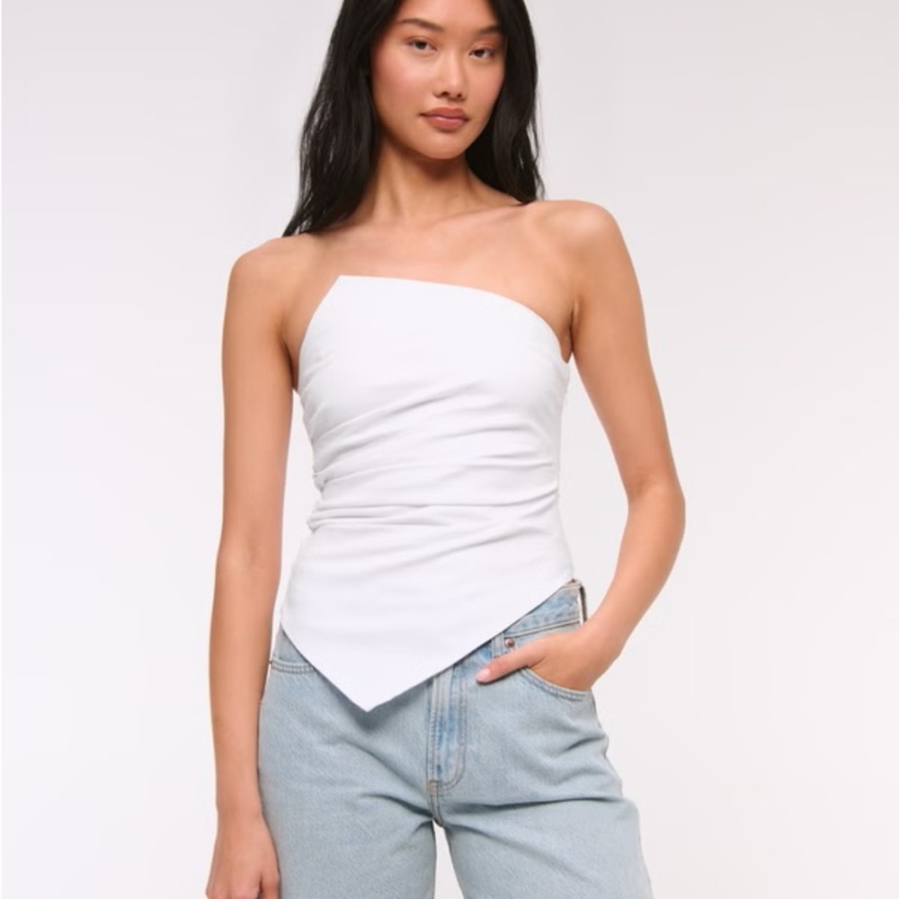 Chic White Asymmetrical Women's Blouse